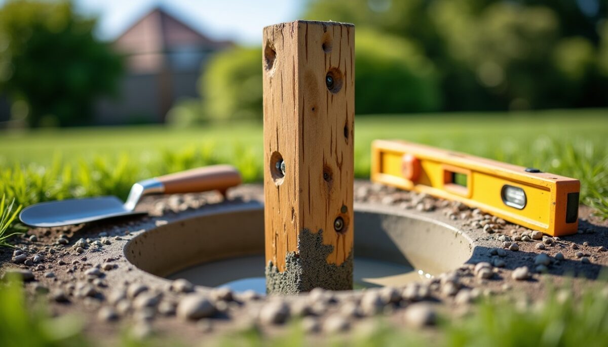Comment sceller un poteau en bois dans du béton : méthode étape par étape et pièges à éviter